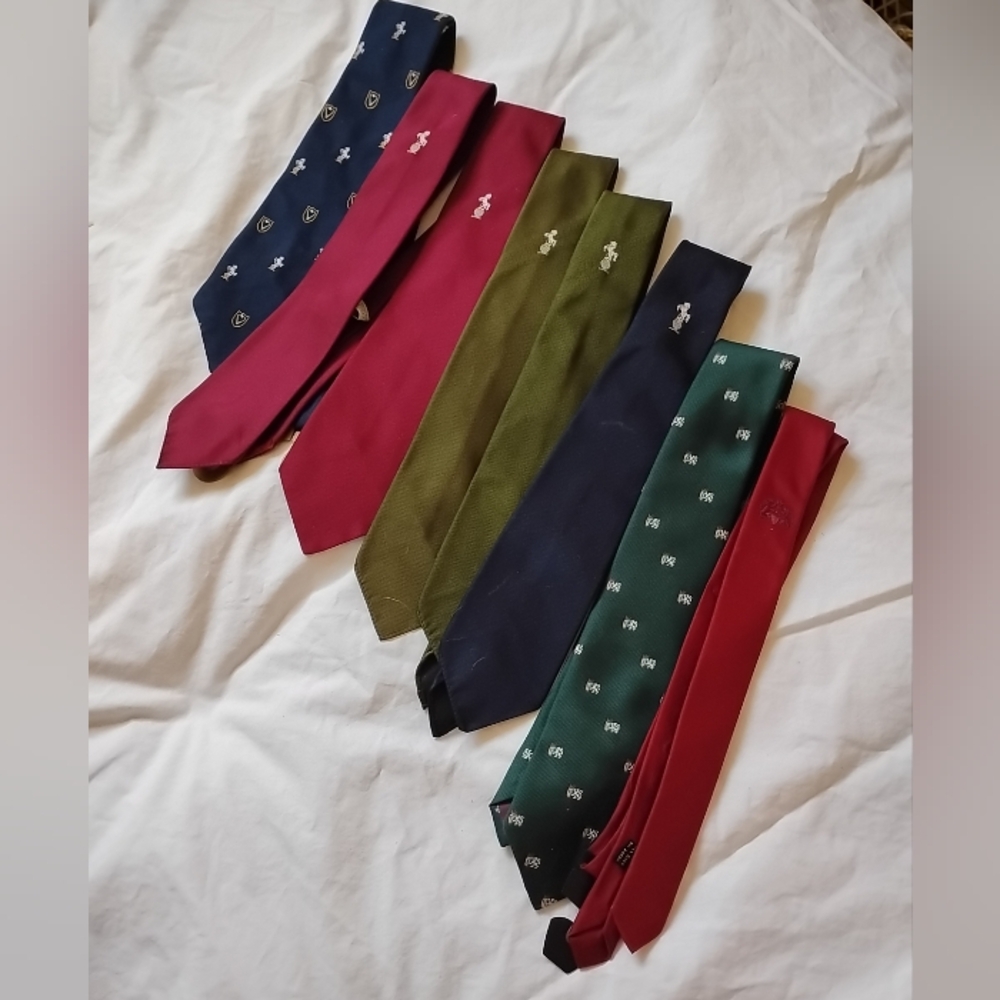 Lot 8 Neckties Kol Vintage Royal Horse Globe Red Blue Green Preppy Ivy League
